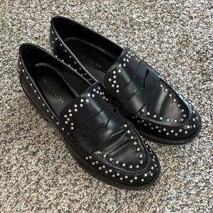 Marc Fisher Black Studded Loafers Size 8